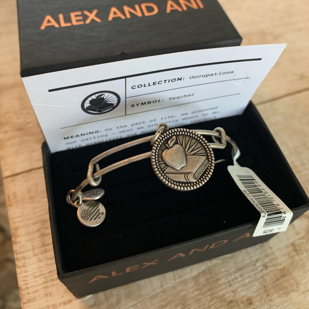 NWT Alex and Ani Teacher Charm Bangle